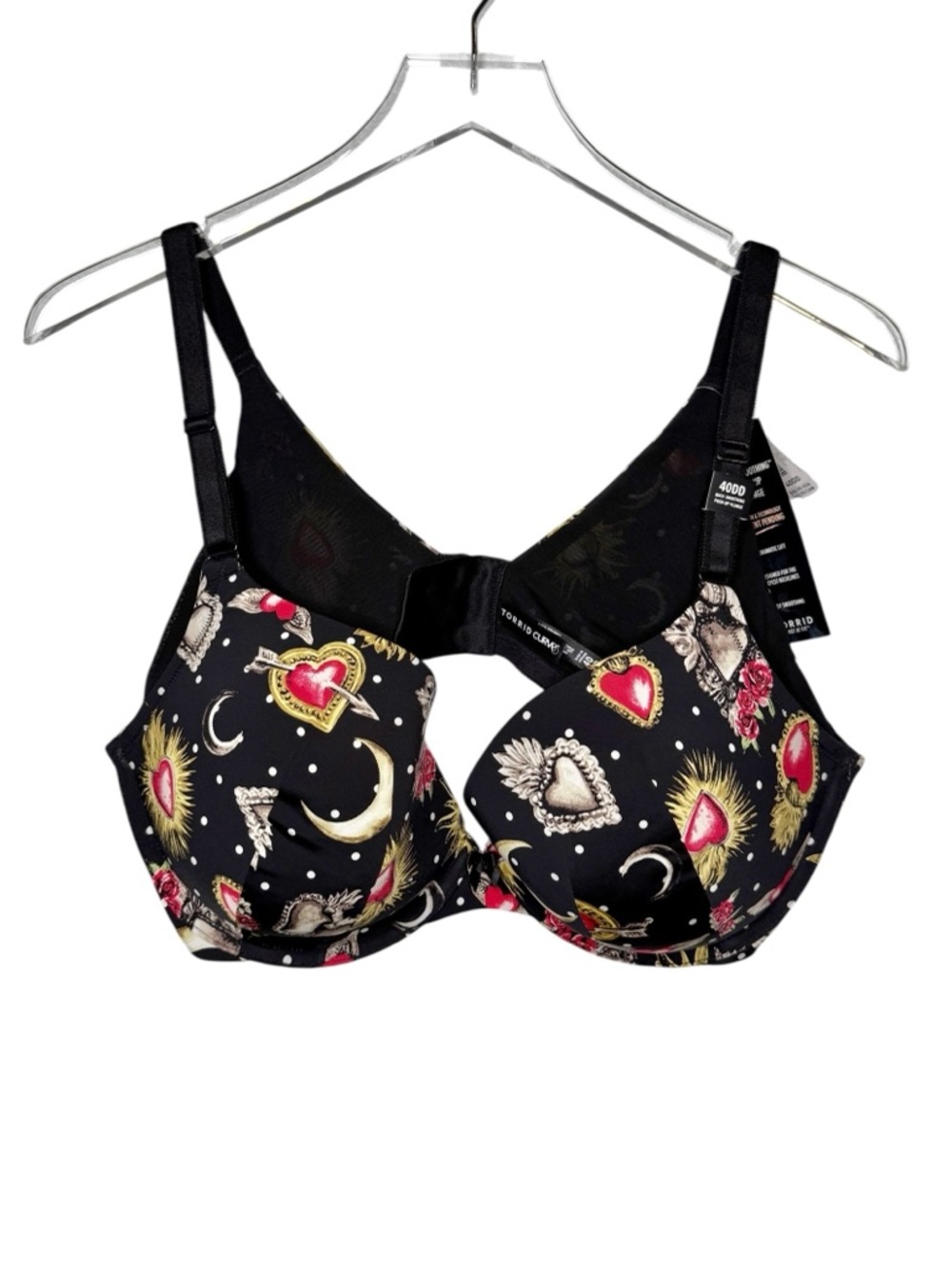 NWT Torrid Curve Black Back Smoothing Push-Up Plunge Women’s Bra Sz 40DD